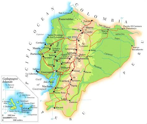 厄瓜多尔地图英文版 - 厄瓜多尔地图 - 地理教师网