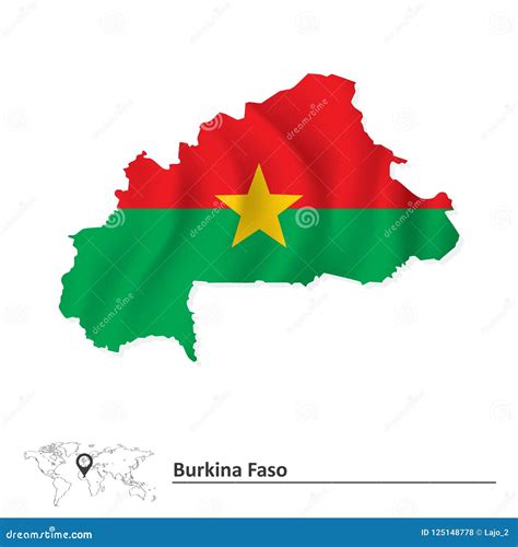 Map of Burkina Faso with Flag Stock Vector - Illustration of concept ...