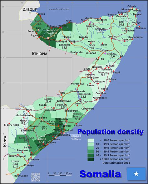 Somalia Population Density Map : MapPorn