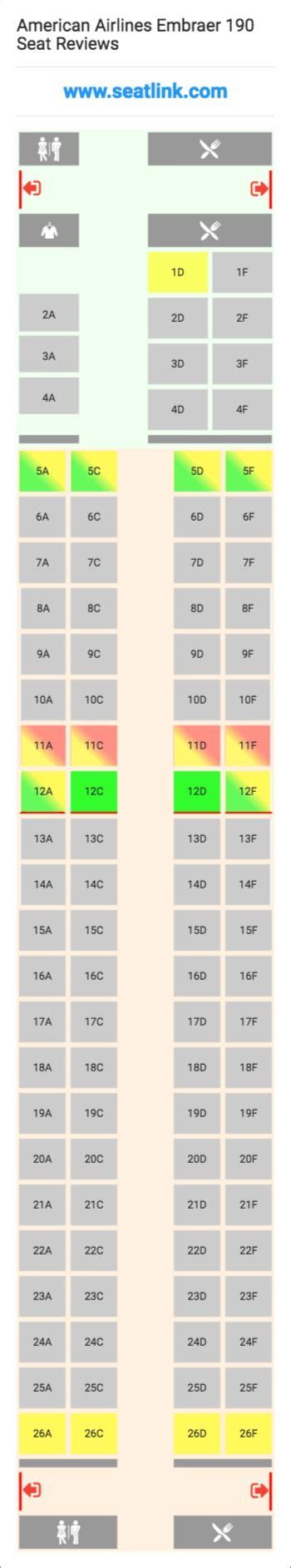 American Airlines Embraer 190 (E90) Seat Map | American airlines, Seating, Airlines