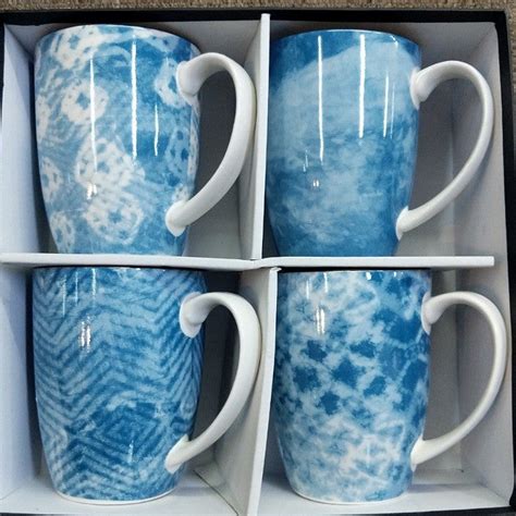 SET 4 BLUE WHITE COFFEE MUGS – spinifexcollections