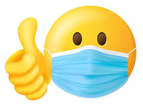 Emoji Smiley Avec Le Masque De Médecin Médical Et Les Pouces Vers Le Haut Symbole De Vecteur ...