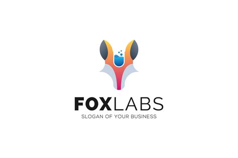 Vector Logo Illustration Fox Lab | Branding & Logo Templates ~ Creative Market