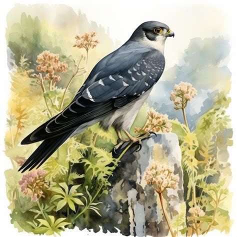 Premium AI Image | Detailed Botanical Illustration Of Sea Hawk Perched ...