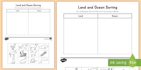 Land and Ocean Animal Sorting Activity (teacher made)