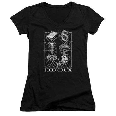 Harry Potter & Horcrux Symbols Junior V-Neck T-Shirt, Black - Extra ...