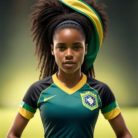 Premium AI Image | realistic photo female soccer player black brazilian ...