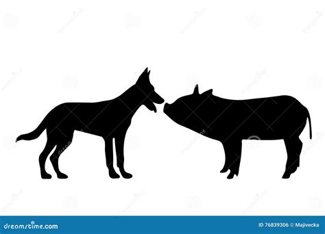 Vector Silhouette of Farm Animal. Stock Vector - Illustration of doggie, nice: 76839306