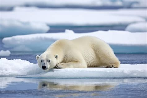 Premium AI Image | Polar bear hunting seal along icy shoreline