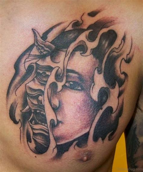 63 Classic Mask Tattoos On Chest