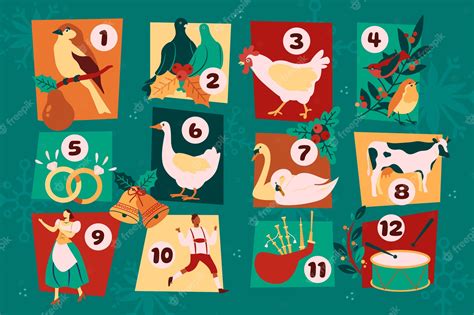 Premium Vector | Flat 12 days of christmas illustration