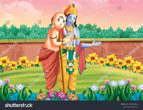 True Friendship Lord Krishna Sudama Cartoon Stock Illustration ...