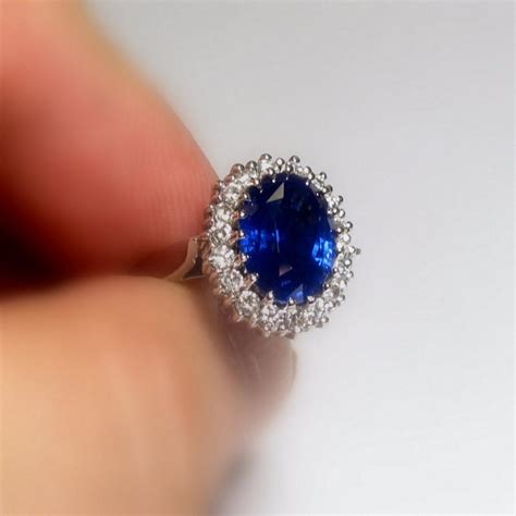 CERTIFIED Princess Diana Engagement Ring. About 6.0 Carat Royal Blue Sapphire Ring, #2515254 ...