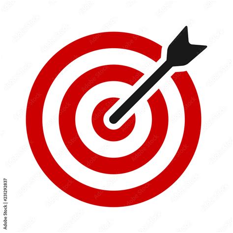 Red target bullseye with arrow or personalized marketing flat vector ...