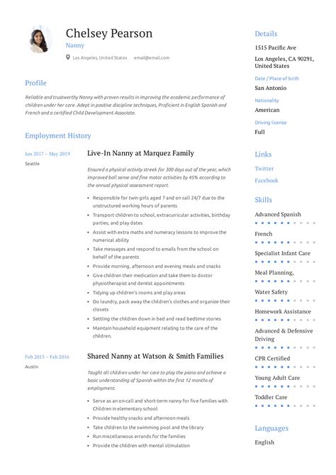 Nanny Resume & Writing Guide | +12 TEMPLATE SAMPLES | PDF