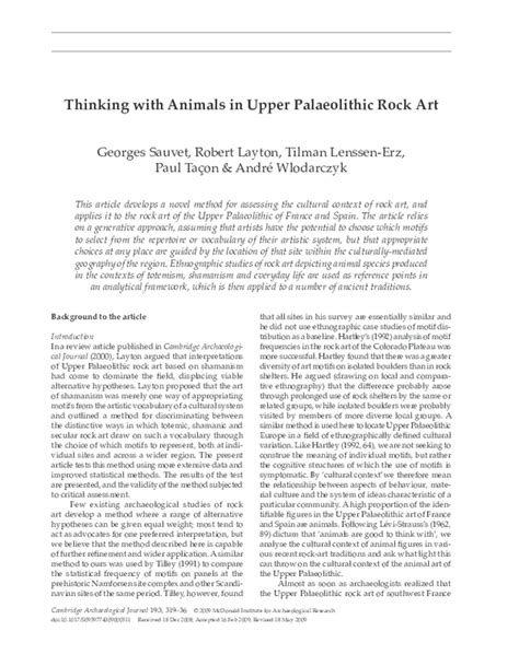 (PDF) Thinking with Animals in Upper Palaeolithic Rock Art (with Sauvet, Layton, Tacon ...