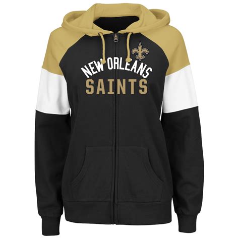 Women's Majestic Black New Orleans Saints Hot Route Full-Zip Hoodie