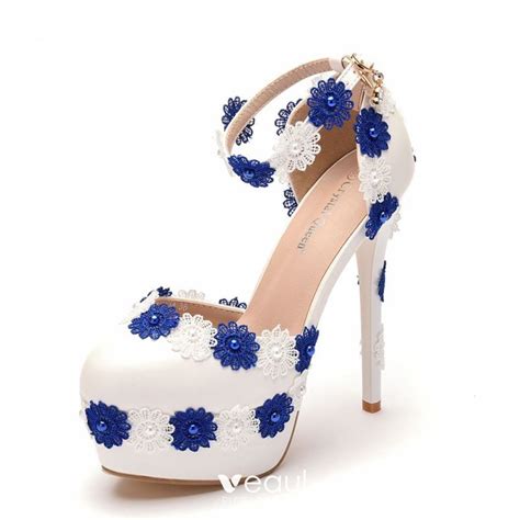 Elegant Pearl Lace Flower White Prom Womens Sandals 2023 14 cm Stiletto Heels Round Toe Sandals ...