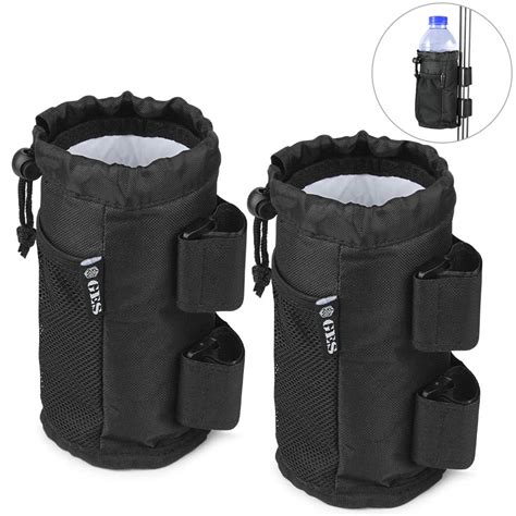 GES UTV Cup Holders, 2-Pack Roll Bar Cup Holder with Mesh Pocket and Cord Lock, Drink Holders ...