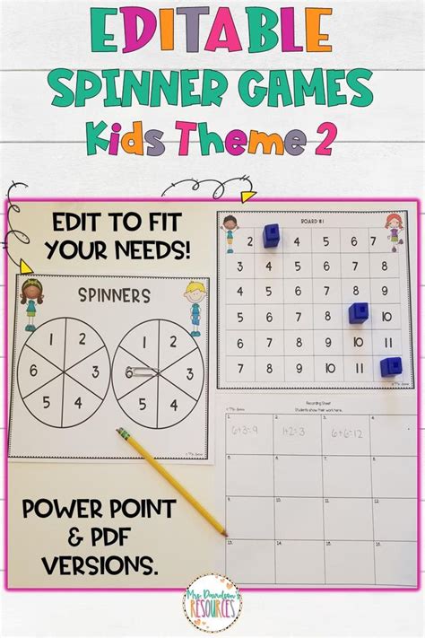 EDITABLE Spinner Games Kids Theme 2 [Video] in 2021 | Spinner games, Teaching process ...