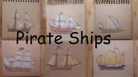 How to Draw Pirate Ships / A Galleon / A Sloop / A Brigantine / A Junk ...