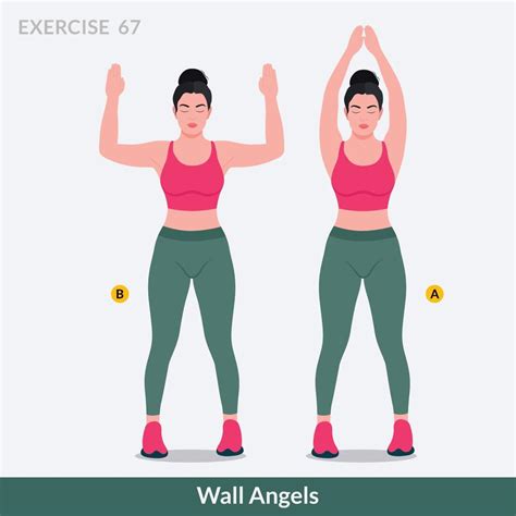 Wall Angels exercise, Woman workout fitness, aerobic and exercises. 10978823 Vector Art at Vecteezy