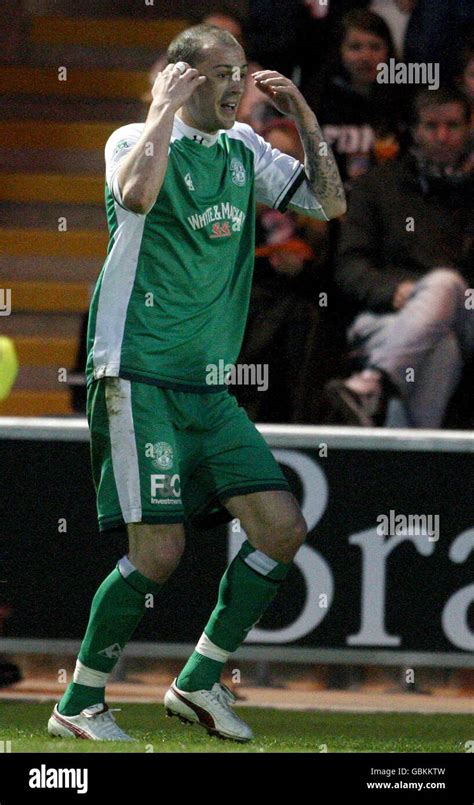 Hibernian's Steven Fletcher celebrates scoring his sides first and ...