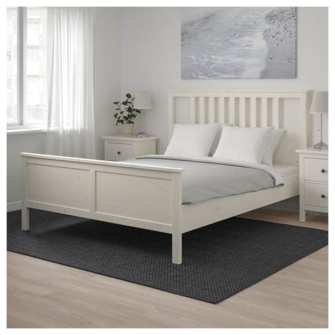 HEMNES Bed frame, white stain, Luröy, Queen - IKEA in 2021 | Ikea hemnes bed, Hemnes bed, Bed frame