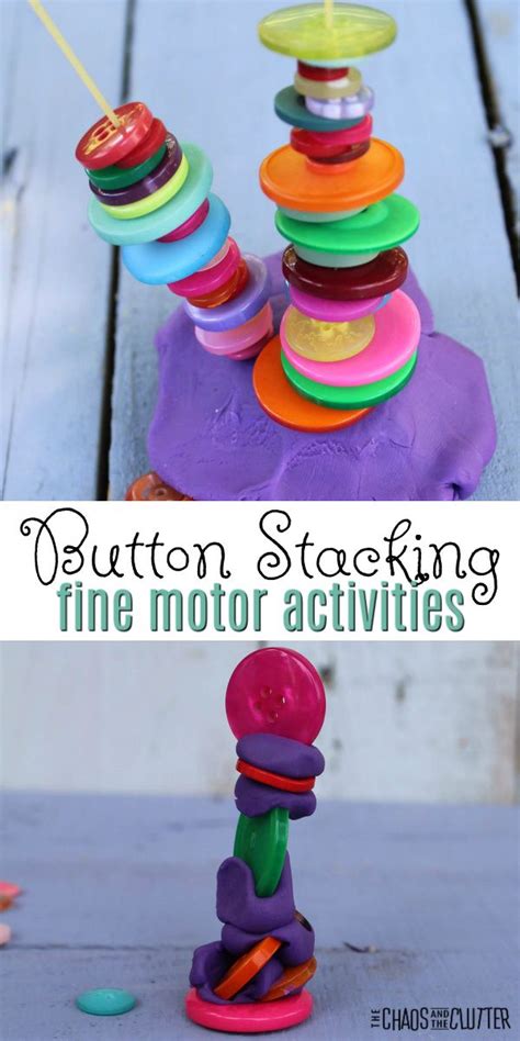 Button Stacking Fine Motor and Sensory Activities | Motor skills ...