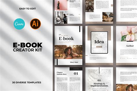 Minimal Ebook Templates For Canva | Magazine Templates ~ Creative Market