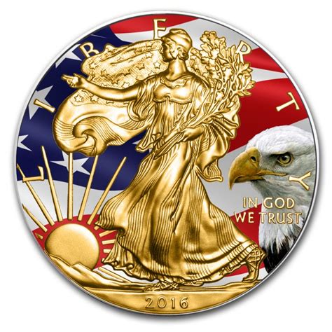 Buy Silver Coin Flag Colorized and Gold Gilded American Eagle Buy ...