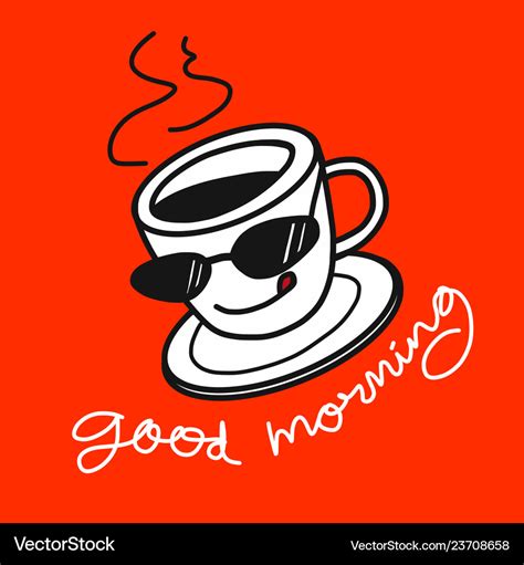 Good morning coffee cartoon on orange Royalty Free Vector