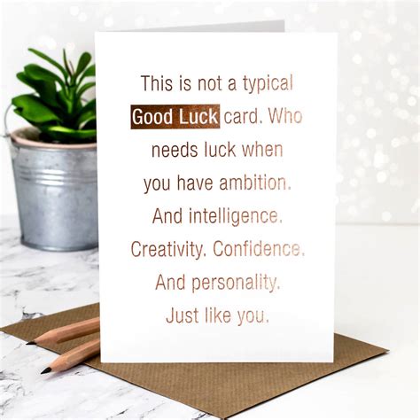 Good Luck Card In Rose Gold Foil By Coulson Macleod