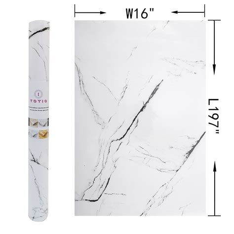 Black White Marble Paper Thick Glossy Countertop Contact Paper for Kitchen Bathroom Self ...