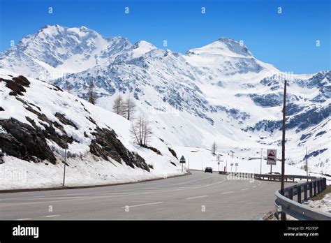 Mountain road in Swiss alps. Simplon Pass, Valais, Switzerland Stock ...