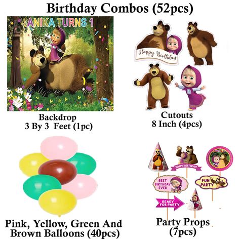 Buy Masha and The Bear Theme Party Decorations | Party Supplies ...