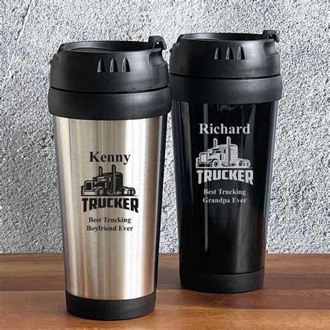 Trucker Driver Gifts Personalized Engraved Stainless Steel Travel Mug ...