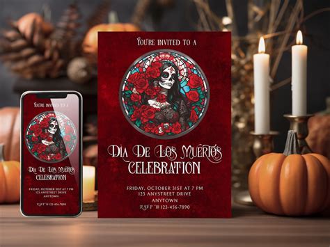 Editable Dia De Los Muertos Invitation Template With Matching Smartphone Invite - Etsy