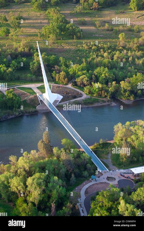 Aerial view of the Sundial Bridge, Redding, California Stock Photo - Alamy