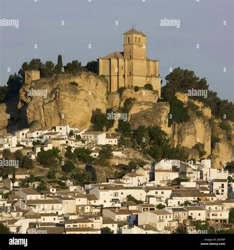 Spain, Andalusia, Montefrio, castle ruin on hill about the village ...