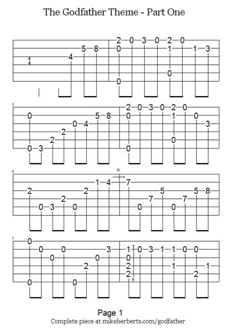 Guitar Tabs: Tab Sheets for The Godfather Theme Song