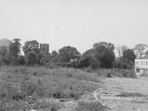 Old Dagenham Village, showing open ground with trees surrounding St ...