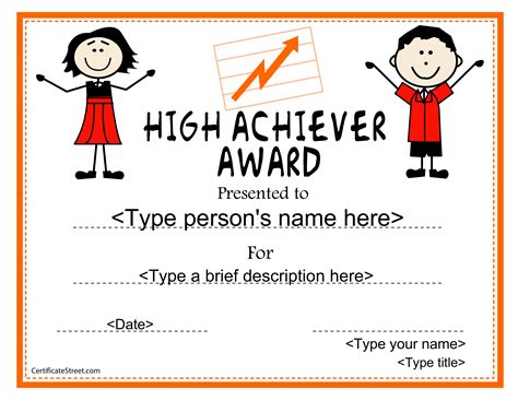 High School Achiver Award Certificate | Templates at allbusinesstemplates.com