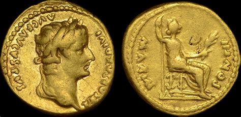 ANCIENT ROME AD 16 TIBERIUS, GOLD AUREUS, MINT OF LUGDUNUM | MA-Shops