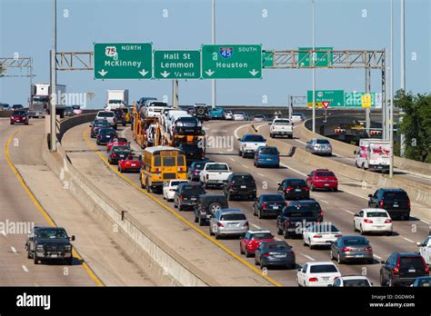 Heavy traffic on Central Expressway Freeway 45 highway Dallas Texas USA Stock Photo - Alamy