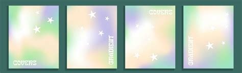 Set of four gradient vector backgrounds, y2k style covers, modern ...