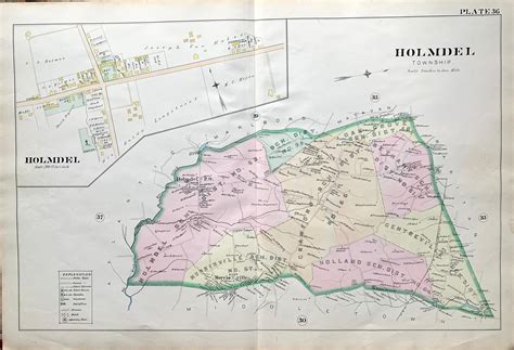 Holmdel Township Map Original 1889 Monmouth County Atlas - Etsy in 2022 ...