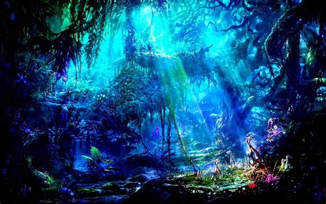 1920x1080px, 1080P free download | MYSTIC FOREST, forest, fantasy, flames, rays, dark, digital ...