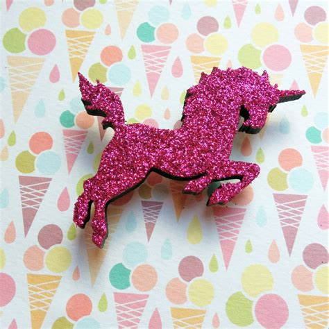 PRANCING PINK UNICORN Hot pink glitter sparkle hand painted