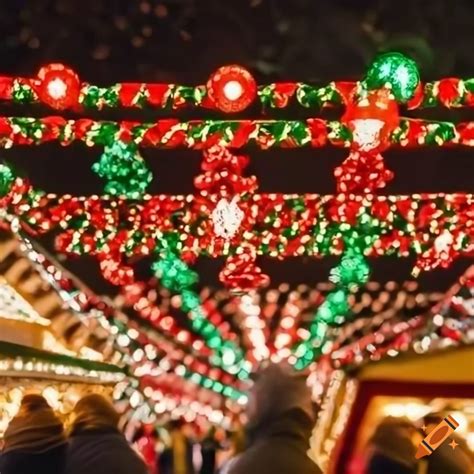 Colorful christmas market with lights and decorations on Craiyon